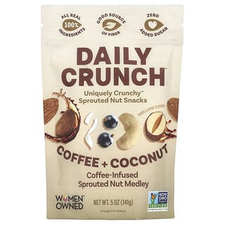 Daily Crunch‏, תערובת אגוזים מונבטים בתוספת קפה, קפה וקוקוס, 141 גרם (5 אונקיות)