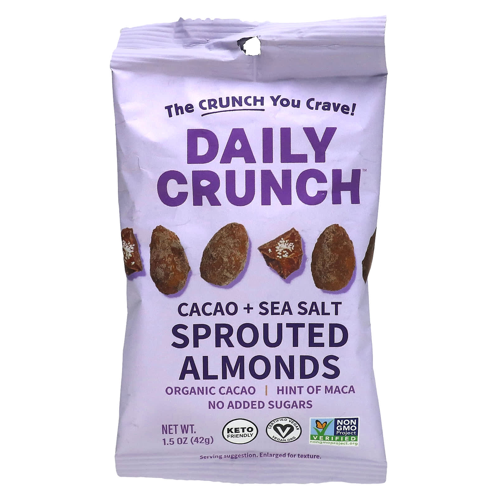 Daily Crunch, Sprouted Almonds, Cacao + Sea Salt, 1.5 oz (42 g)