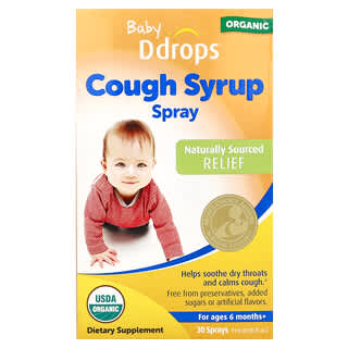 Ddrops, Organic Cough Syrup Spray, Bio-Hustensaftspray, ab 6 Monaten, 4 ml (0,135 fl. oz.)