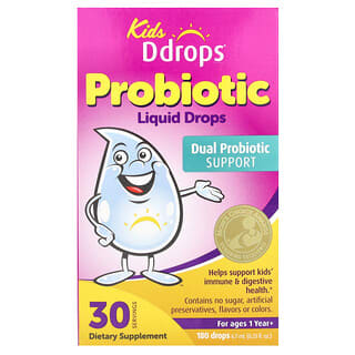 Ddrops, Kids, Probiotic Liquid Drops, flüssige Probiotika-Tropfen für Kinder ab 1 Jahr, 180 Tropfen, 6,7 ml (0,23 fl. oz.)