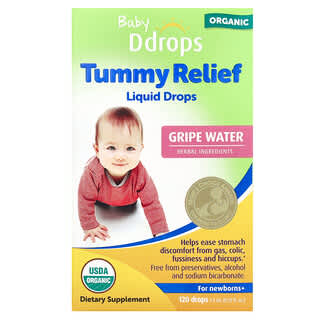 Ddrops, Baby, Organic Tummy Relief Liquid Drops, flüssige Bio-Tropfen zur Linderung des Bauches, für Neugeborene und Babys, 120 Tropfen, 3,3 ml (0,12 fl. oz.)