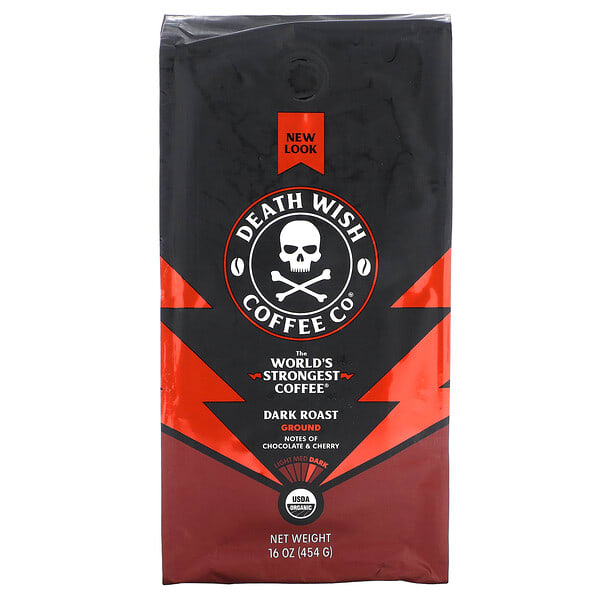 Death Wish Coffee, The World's Strongest Coffee, Ground, Dark Roast, 16 oz (454 g)
