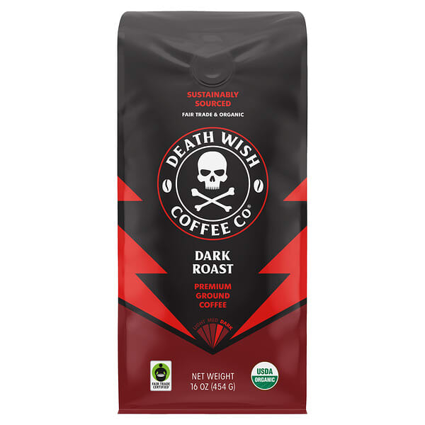 Death Wish Coffee, บด คั่วเข้ม ขนาด 16 ออนซ์ (454 ก.)