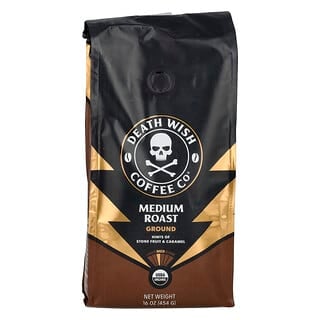 Death Wish Coffee, Moído, Torra Média, 454 g (16 oz)