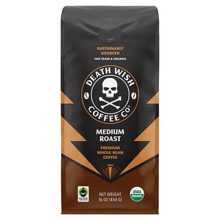 Death Wish Coffee, Granos enteros, Tostado medio, 454 g (16 oz)