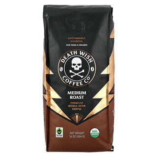 Death Wish Coffee, Frijol entero, asado medio, 454 g,   16 onzas
