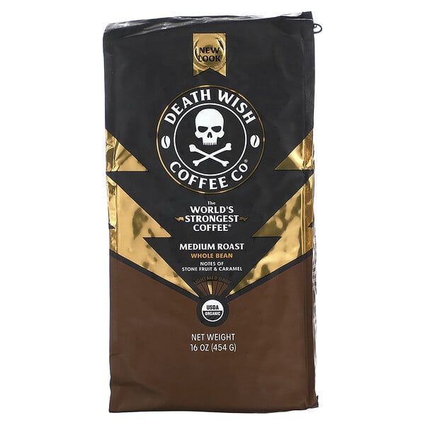 Death Wish Coffee, The World's Strongest Coffee, Whole Bean, Medium