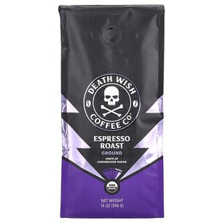 Death Wish Coffee, Negro, Molido, Tostado expreso, 396 g (14 oz)