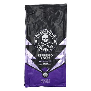 Death Wish Coffee, Dark, Whole Bean, Dark, Whole Bean, Espresso Roast, dunkle, ganze Bohne, Espresso-Röstung, 396 g (14 oz.)