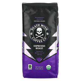 Death Wish Coffee, Grano entero, tostado para café expreso oscuro, 396 g (14 oz)