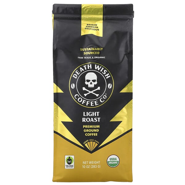 Death Wish Coffee, Premium Ground Coffee, Light Roast, 10 oz (283 g)