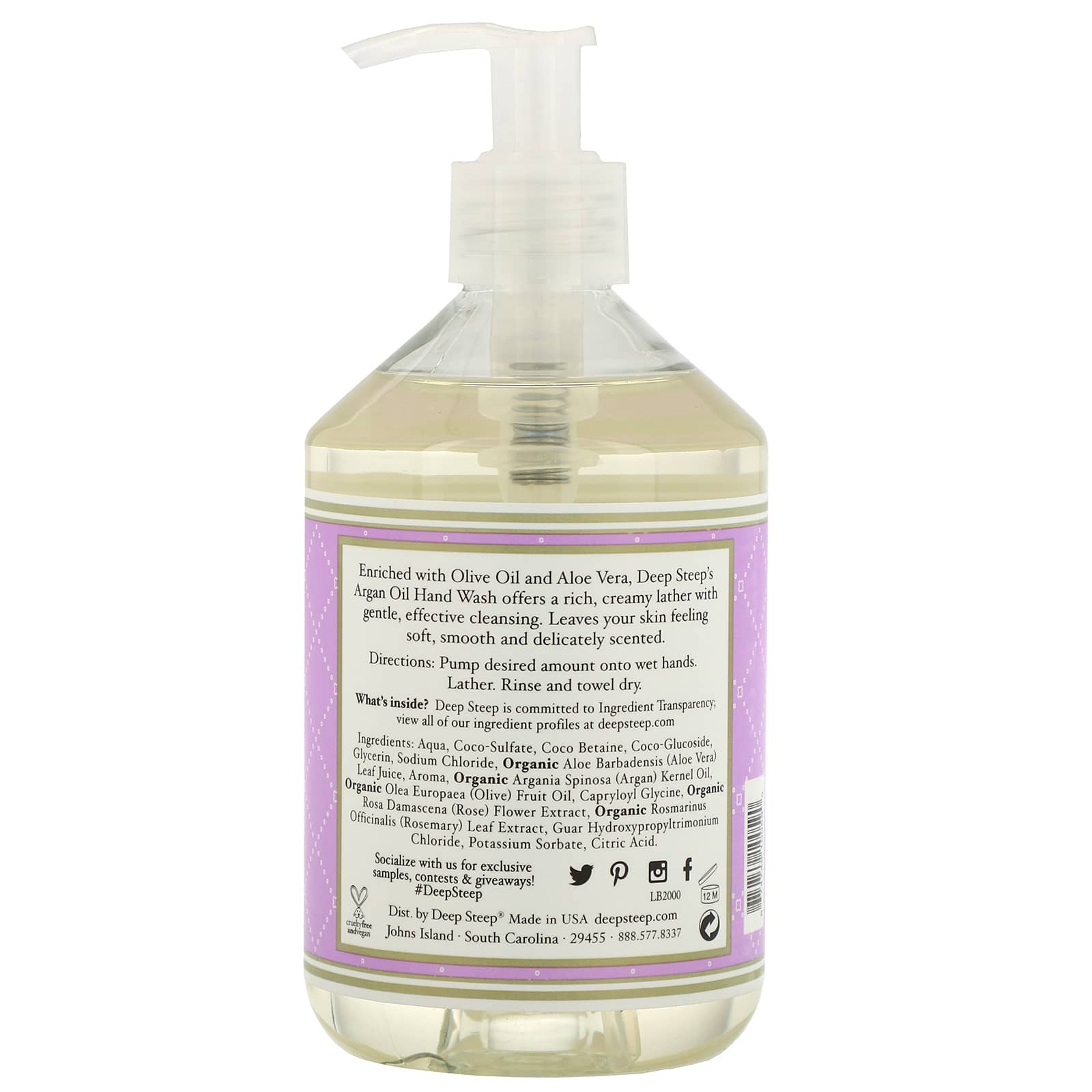 Deep Steep, Argan Oil Hand Wash, Lilac Blossom, 17.6 fl oz (520 ml)