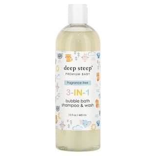 Deep Steep, Premium Baby, Bain moussant 3-en-1, Shampooing et nettoyant, Sans parfum, 445 ml