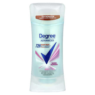 Degree, Advanced, 72 H Body Heat Activated ™, дезодорант-антиперспирант, прозрачный порошок, 74 г (2,6 унции)