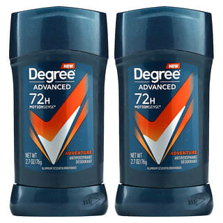 Degree, Advanced 72 Hour MotionSense, Déodorant anti-transpirant, Adventure, 2 paquets, 76 g chacun