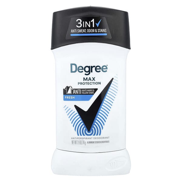 Degree, UltraClear, 블랙 + 화이트, 땀 억제제 데오드란트, 프레시, 76g(2.7oz)
