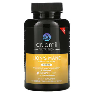 Dr. Emil Nutrition, Lion's Mane Smart Shrooms, 2,100 mg, 90 Vegetable Capsules