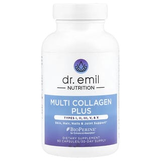 Dr. Emil Nutrition, Múltiples tipos de colágeno y más, Tipos I, II, III, V y X, 90 cápsulas