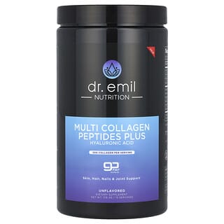 Dr. Emil Nutrition, Poudre de multi-peptides de collagène et d'acide hyaluronique, sans arôme, 316,5 g