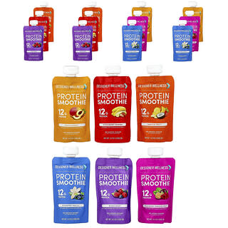 Designer Wellness, Protein 스무디, 체험 버라이어티 팩, 12팩, 각 120g(4.2oz)