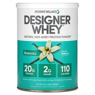 Designer Wellness, Designer Whey, Proteína de suero de leche 100 % natural, Vainilla francesa, 12 oz (340 g)