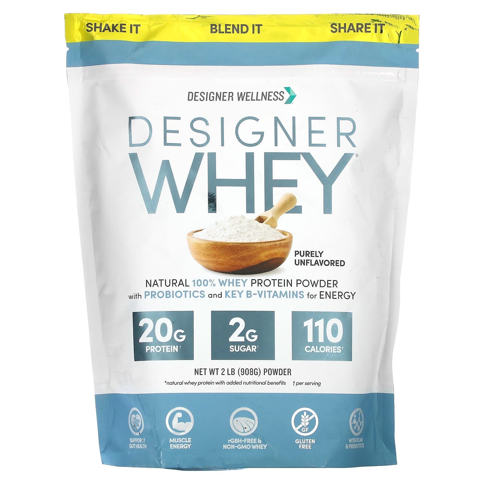 Designer Wellness, Designer Whey, Natural 100 Whey Protein Powder