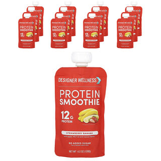 Designer Wellness, Protein Smoothie, Strawberry Banana, 12 Packs, 4.2 oz (120 g) Each