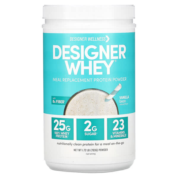Designer Wellness, Designer Whey, Meal Replacement Protein Powder, Vanilla Bean, 1.72 lb (783 g)
