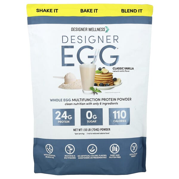 Designer Wellness, Designer Egg®, Whole Egg Multifunction Protein Powder, Classic Vanilla, 1.55 lb (