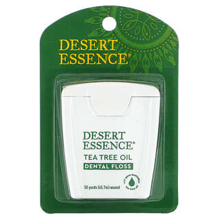 Desert Essence, خيط تنظيف الأسنان بزيت شجرة الشاي، مشمع، 50 ياردة (45.7 متر)