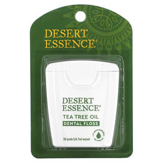 Desert Essence, ไหมขัดฟันทีทรีออยล์เคลือบแว็กซ์ ยาว 50 หลา (45.7 ม.)