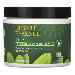 Desert Essence, Serviettes nettoyantes quotidiennes pour le visage, 50 serviettes