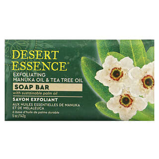 Desert Essence, Huile de manuka exfoliante et huile d'arbre à thé, pain de savon, 142 g