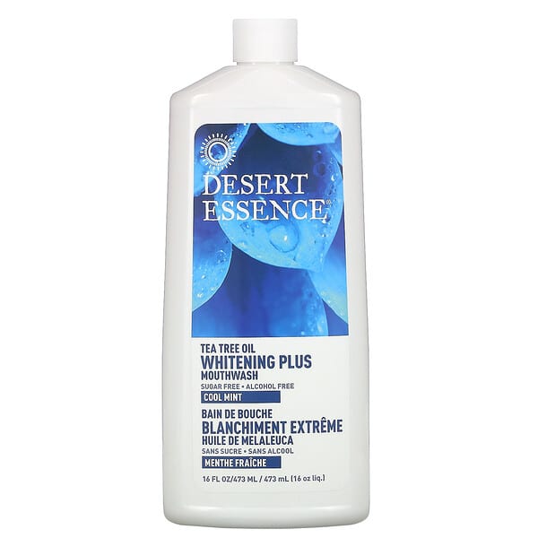 Desert Essence‏, Tea Tree Oil, Whitening Plus Mouthwash, Cool Mint, 16 fl oz (473 ml)