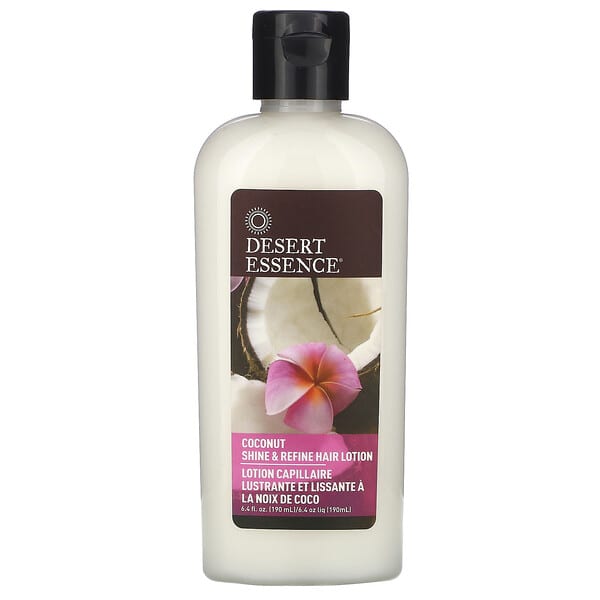 Desert Essence‏, Shine & Refine Hair Lotion, Coconut, 6.4 fl oz (190 ml)