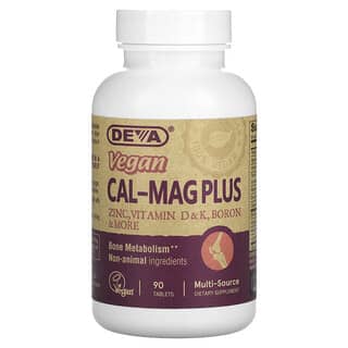 Deva, Cal-Mag Plus, веганская добавка премиального качества, 90 таблеток