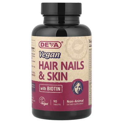 Deva, Vegan Hair, Nails & Skin with Biotin, 90 Tablets