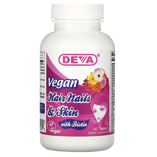 Deva, Vegan Hair Nails & Skin with Biotin, 90 Tablets