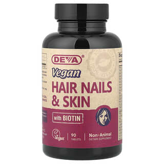 Deva, Vegan Hair Nails & Skin with Biotin, 90 Tablets