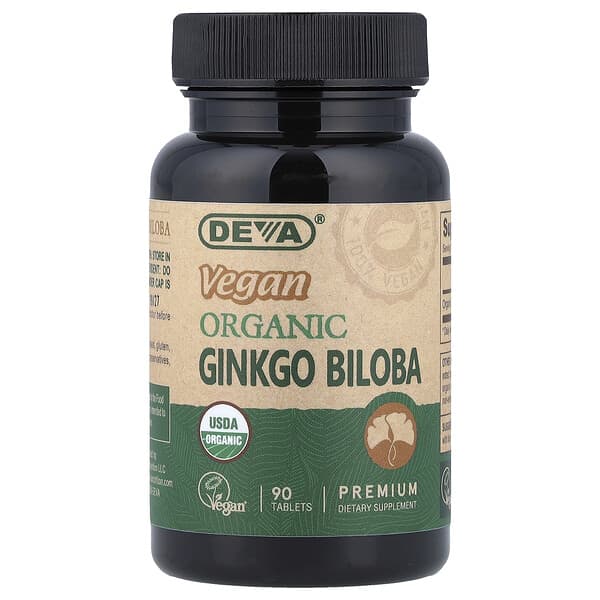 Deva Vegan Organic Ginkgo Biloba, 90 Tablets (300 mg Per tablet)