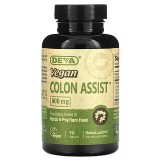 Deva, Ayuda para el colon vegano, 600 mg, 90 comprimidos