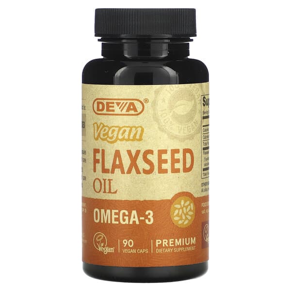 Deva, Premium Vegan Flaxseed Oil, 90 Vegan Caps