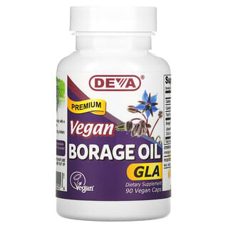 Deva, Huile de bourrache vegan premium, GLA, 90 capsules vegan