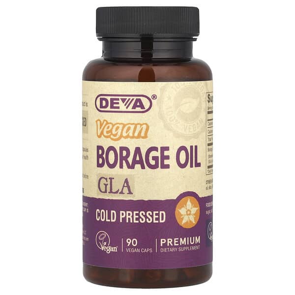 Deva Vegan Borage Oil, GLA, 90 Vegan Caps (500 mg per Capsule)