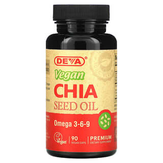 Deva, Aceite de semilla de chía vegano prémium, 90 cápsulas veganas