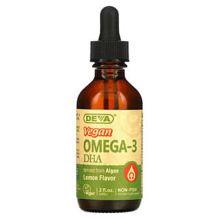 Deva, веганские кислоты Omega-3 ДГК, с лимонным вкусом, 60 мл (2 жидк. унции)