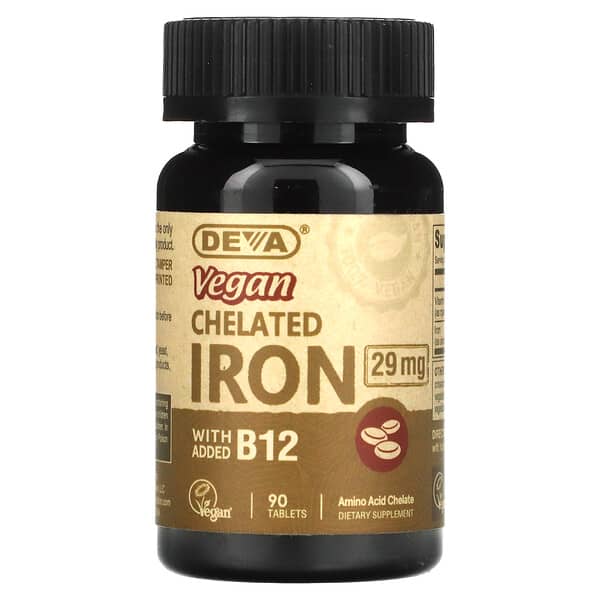 Deva‏, Vegan, Chelated Iron, 29 mg, 90 Tablets