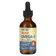 Deva, Vegan Omega-3 DHA-EPA, Lemon, 2 fl oz (60 ml)