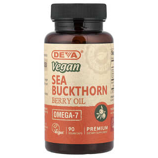Deva, Aceite de bayas de espino amarillo vegano, 90 cápsulas veganas (500 mg por cápsula)