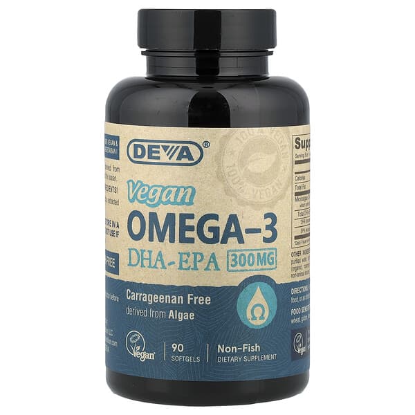 Deva Vegan Omega-3, DHA-EPA, 90 Softgels